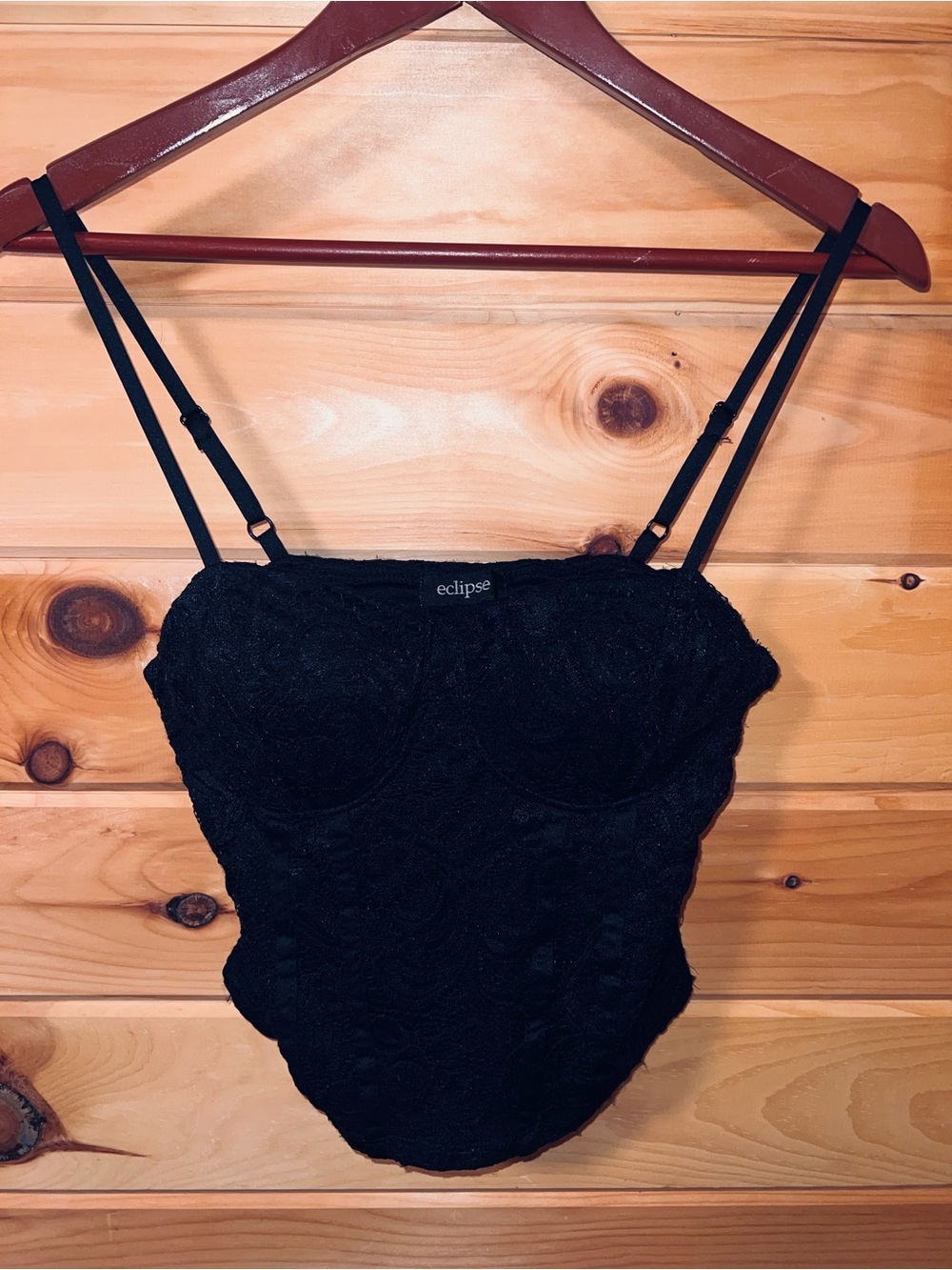 Eclipse Black Satin Bralette Top